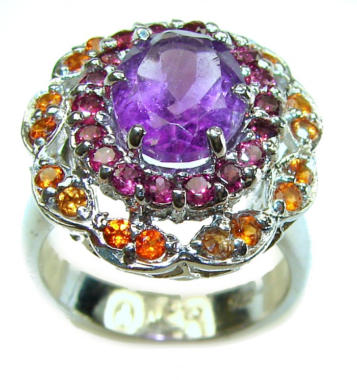 Dramatic design 11.8 carat Amethyst .925 Sterling Silver Handcrafted Ring size 7 - photo 3