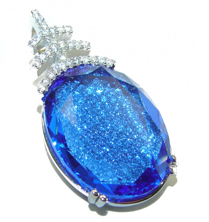 Endless Ocean natural Blue Topaz .925 Sterling Silver handmade Pendant - photo 3