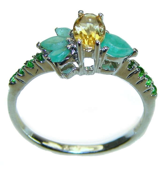 Delux Authentic 1.2 carat Citrine Emerald .925 Sterling Silver handmade Cocktail Ring s. 8 1/4 - photo 3