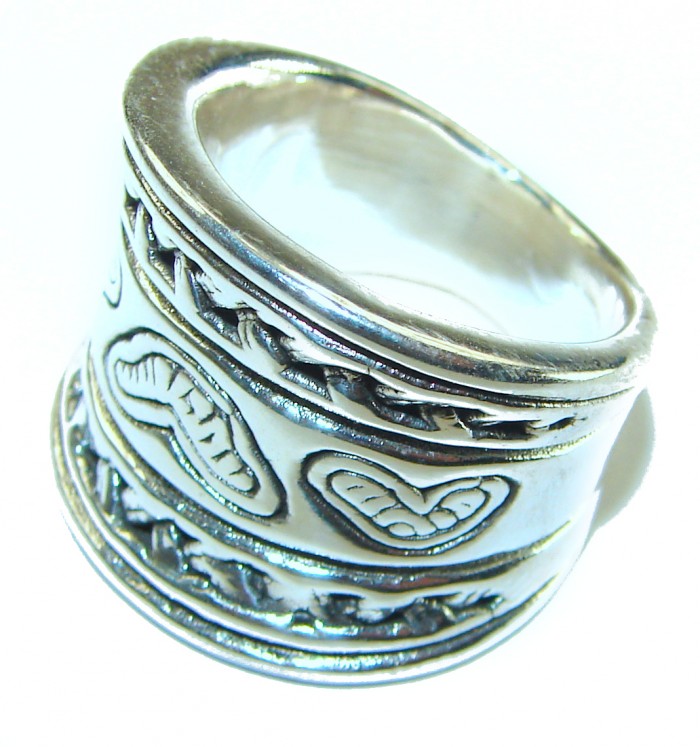 Large Bali made .925 Sterling Silver handcrafted Ring s. 6 - photo 1