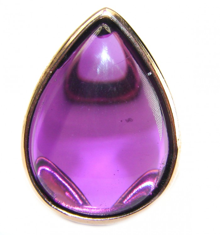 Spectacular Amethyst 14K Gold over .925 Sterling Silver Handcrafted Large Ring size 7 - photo 4
