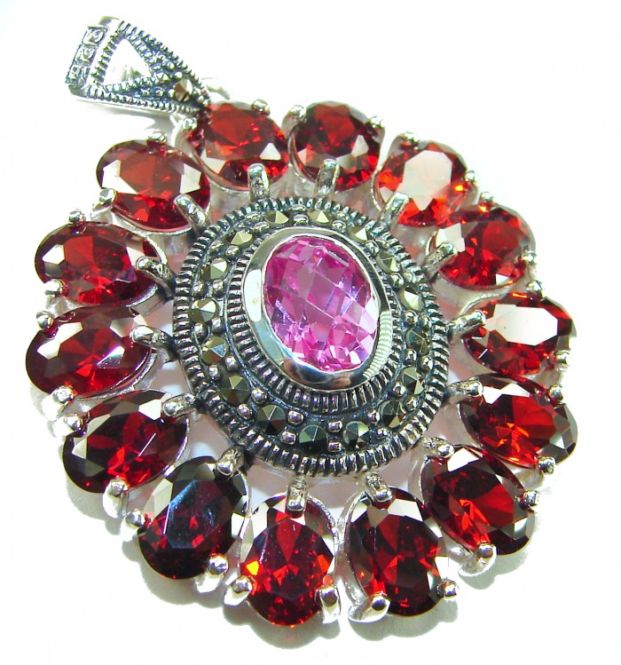 Marvelous Natural 20.8 carat Mozambique Garnet Pink Topaz .925 Sterling Silver Handcrafted pendant - photo 3