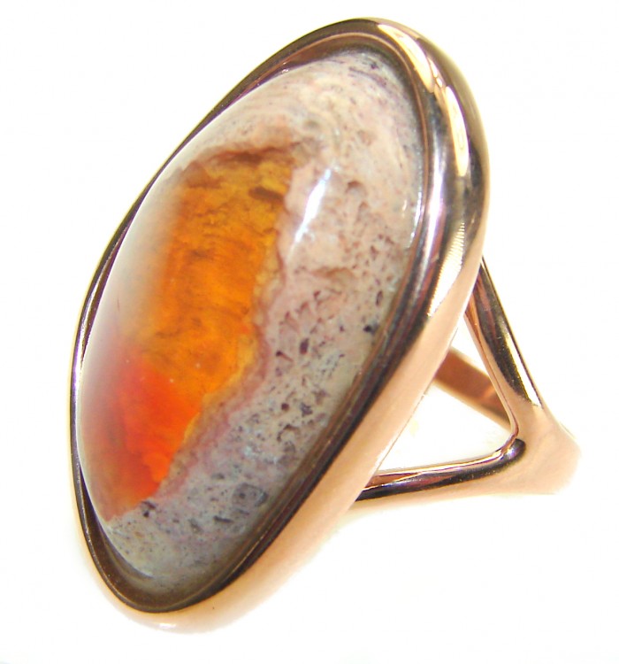 Golden Dunes best quality Mexican Opal 18K Gold over .925 Sterling Silver handmade ring 7 1/4 - photo 2