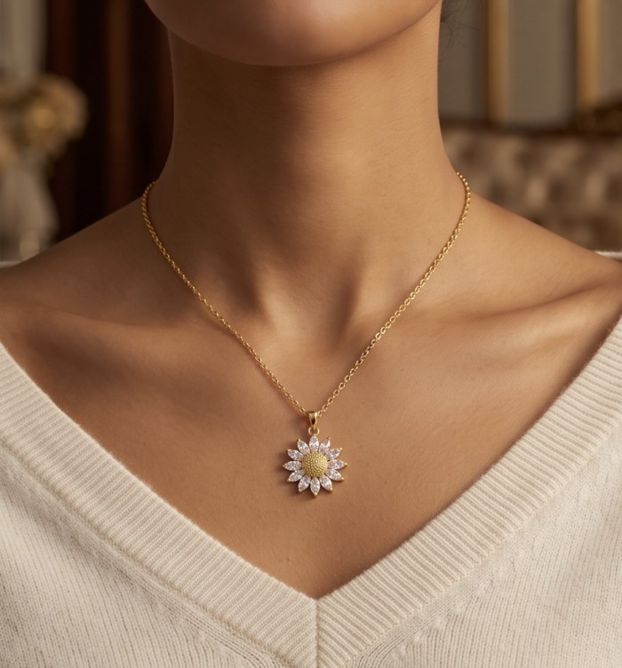 Romantica Natural 4.2 carat White Topaz Golden handmade necklace - photo 1