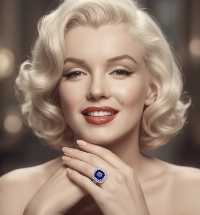 The Star of Kashmir princess cut 15.6 carat Sapphire .925 Sterling Silver handmade Statement ring size 8 - Woman wearing The Star of Kashmir Sapphire ring on her hand.