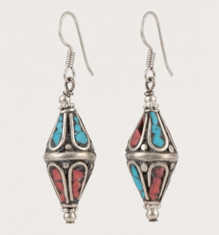 Solid Turquoise Coral Silver earrings - photo 4
