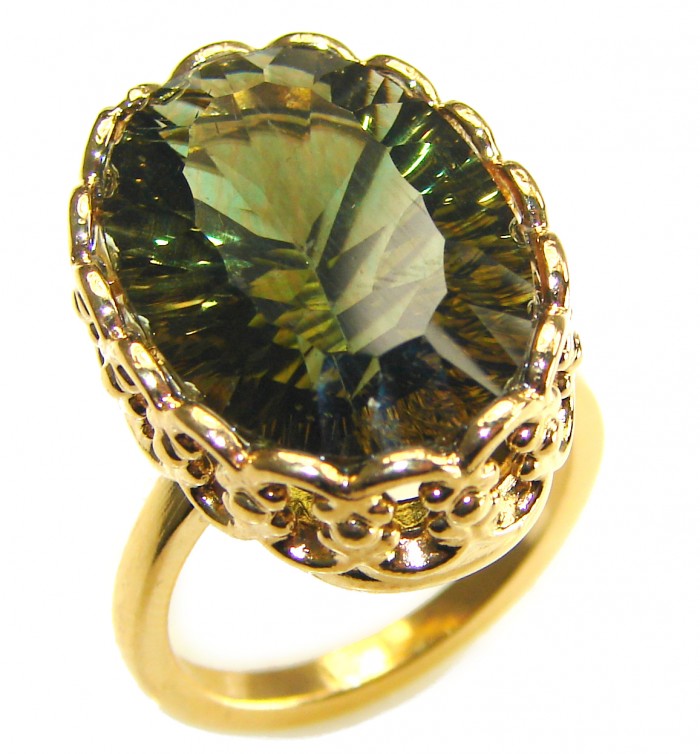 Timless Beauty 12.5 carat Helenite 14K Gold over .925 Sterling Silver handmade Ring s. 7 3/4 - photo 3