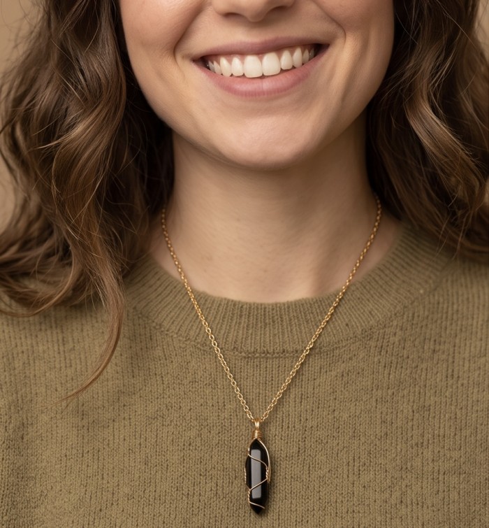 Bohemian Style genuine Onyx Goldenhandcrafted Necklace - photo 1