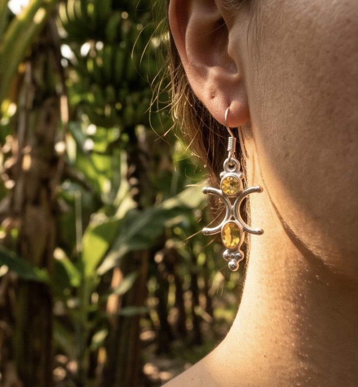 Victoria Authentic 3.5 carat Brazilian Citrine Silver handcrafted Statement earrings - photo 1