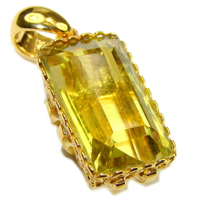 12.3 carat Lemon Quartz 14K Gold over .925 Sterling Silver handcrafted pendant - photo 3