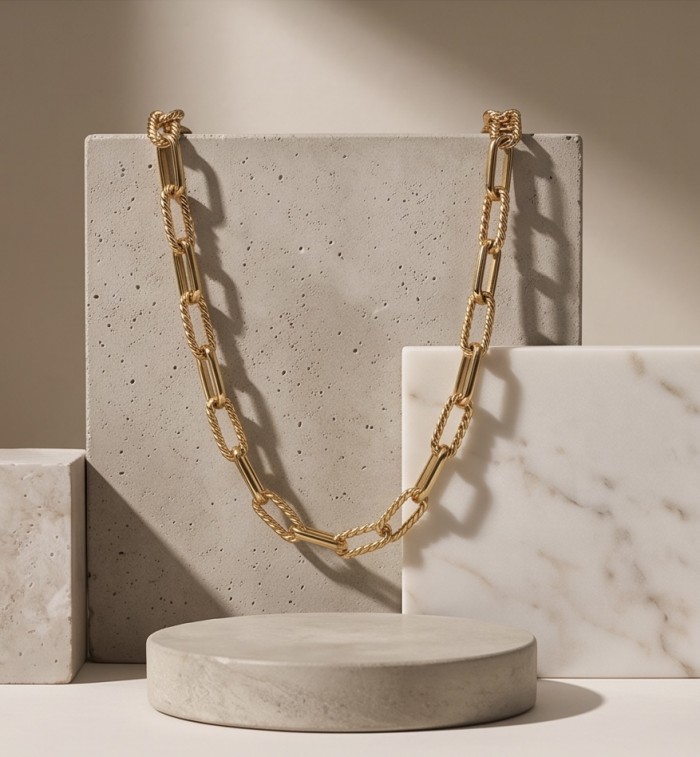 Paperclip Chain Necklace golden handmade necklace - photo 2
