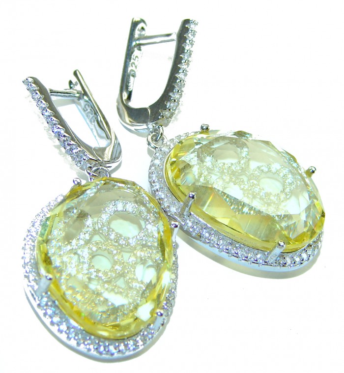 Splendid 14.5 carat Citrine .925 Sterling Silver Handcrafted Earrings - photo 4