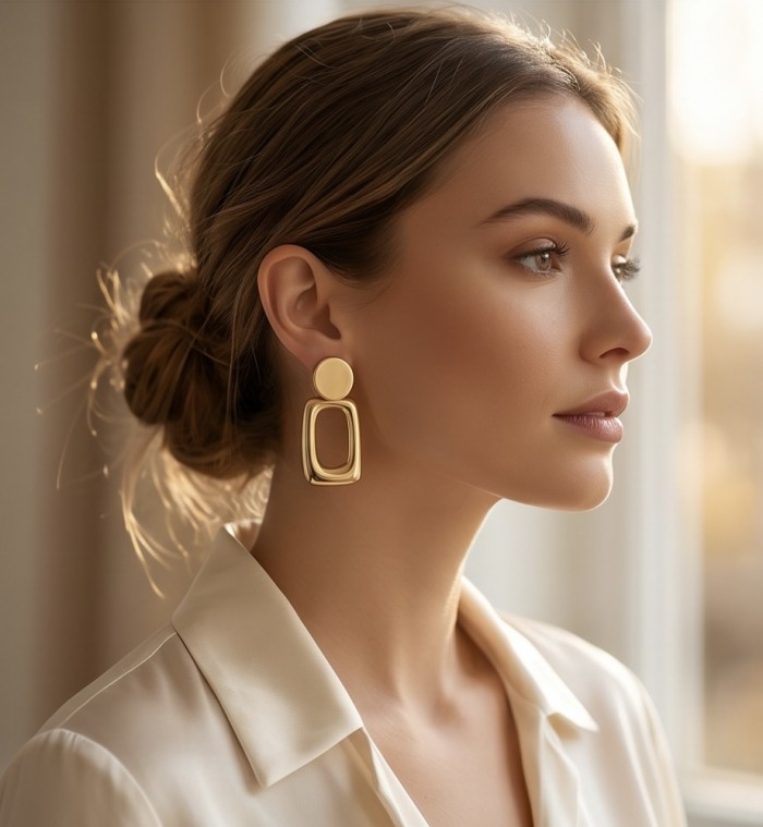 Luxurious Golden tone handcrafted Stylish earrings - photo 1