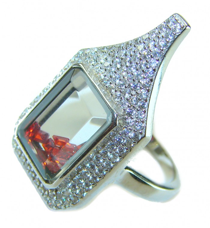 Luxurious 8.2 carat natural Ruby .925 Sterling Silver handcrafted Ring size 6 - photo 1