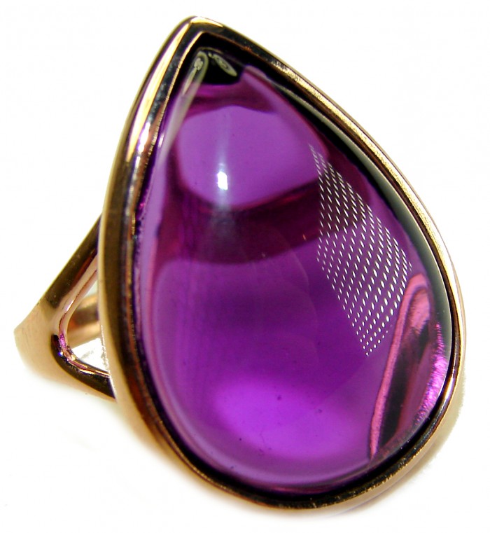 Purple Tear 22.2 carat Amethyst 14K Gold over .925 Sterling Silver Handcrafted Large Ring size 8 - photo 3