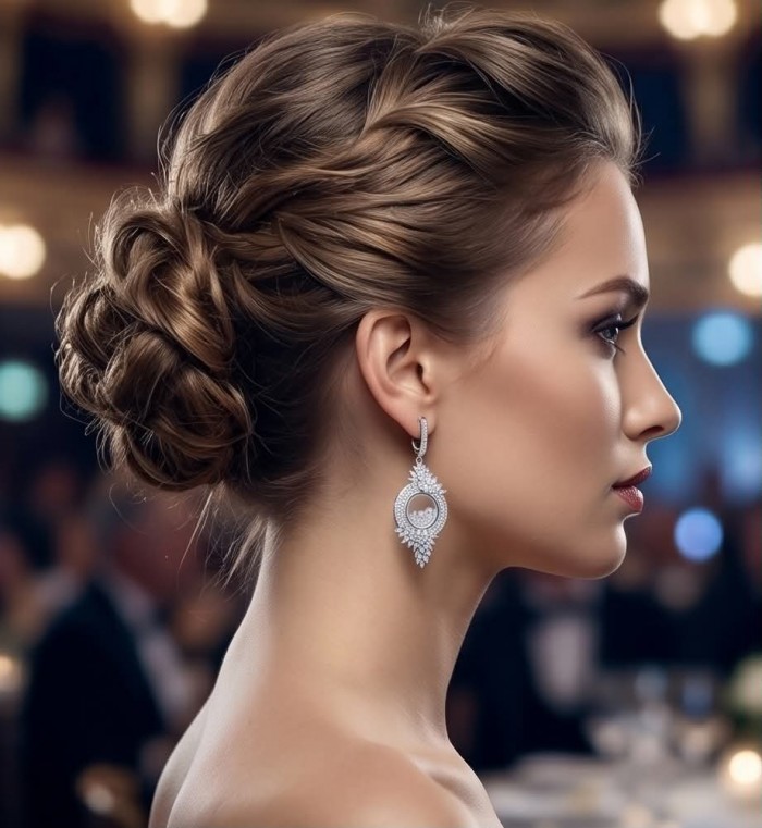Floating Memories 11.5 carat White Topaz .925 Sterling Silver Handcrafted Statement earrings - Side profile showing earrings, Floating Memories 11.5 carat White Topaz