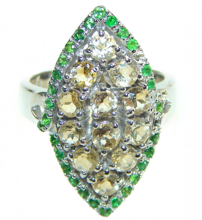 Luxurious Style Natural Citrine .925 Sterling Silver handmade Statement Ring s. 8 - photo 2