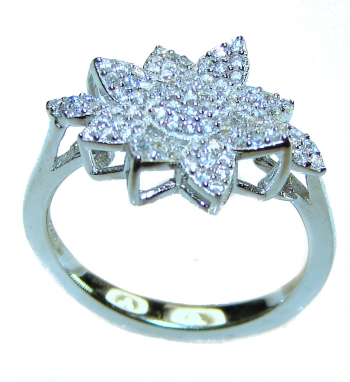 Dazzling Star Exclusive White Topaz .925 Sterling Silver handcrafted ring size 7 1/4 - photo 3