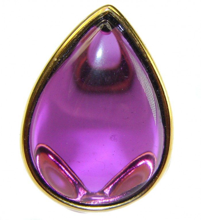 Spectacular Amethyst 14K Gold over .925 Sterling Silver Handcrafted Large Ring size 7 - photo 1