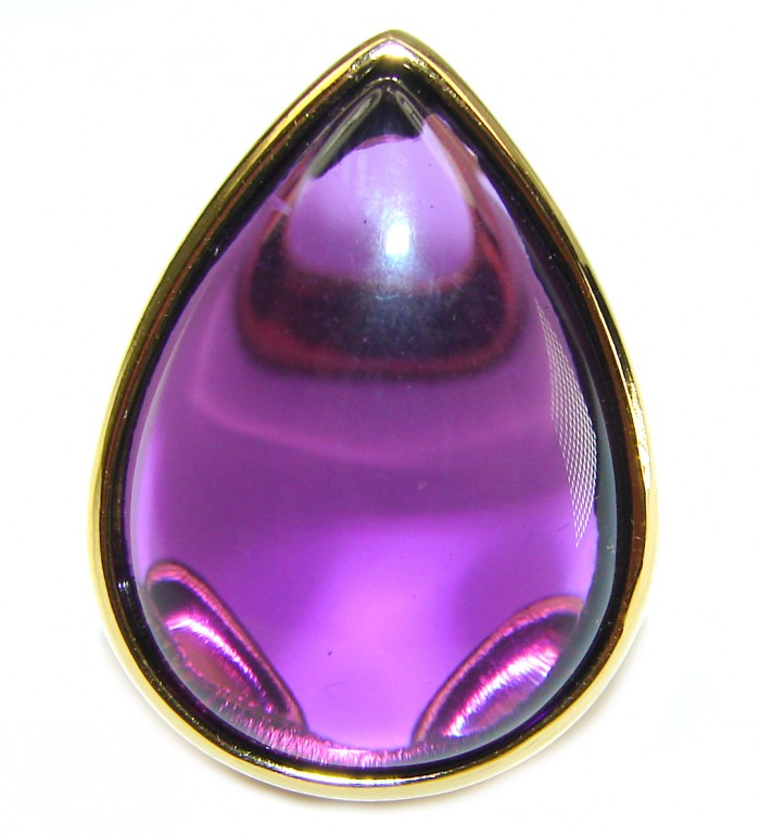 Spectacular Amethyst 14K Gold over .925 Sterling Silver Handcrafted Large Ring size 7 - photo 2