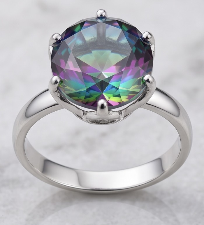 7.8 carat Brazilian Tourmaline .925 Sterling Silver Perfectly handcrafted Ring s. 7 - Close-up of Brazilian Tourmaline ring in sterling silver, front view.