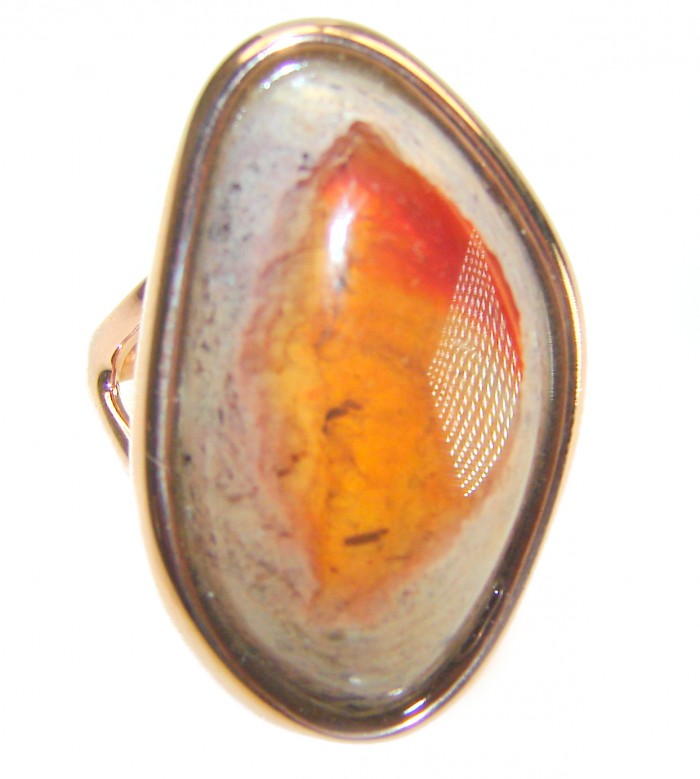 Golden Dunes best quality Mexican Opal 18K Gold over .925 Sterling Silver handmade ring 7 1/4 - photo 4