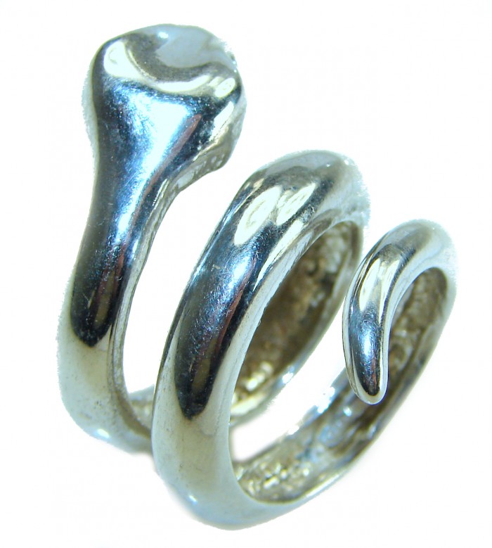 Large Boa Snake .925 Sterling Silver handcrafted Statement Ring size 7 1/2 - photo 1