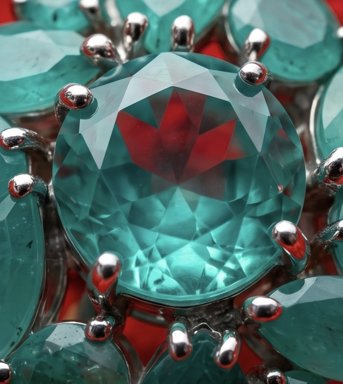 Luxurious vintage style 22.5 carat Colombian Emerald .925 Sterling Silver handmade Pendant - Close-up of a 22.5 carat Colombian emerald with prongs.