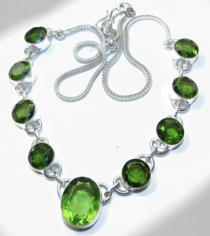 Emma 89.8 carat Green Topaz silver Handcrafted necklace - photo 4