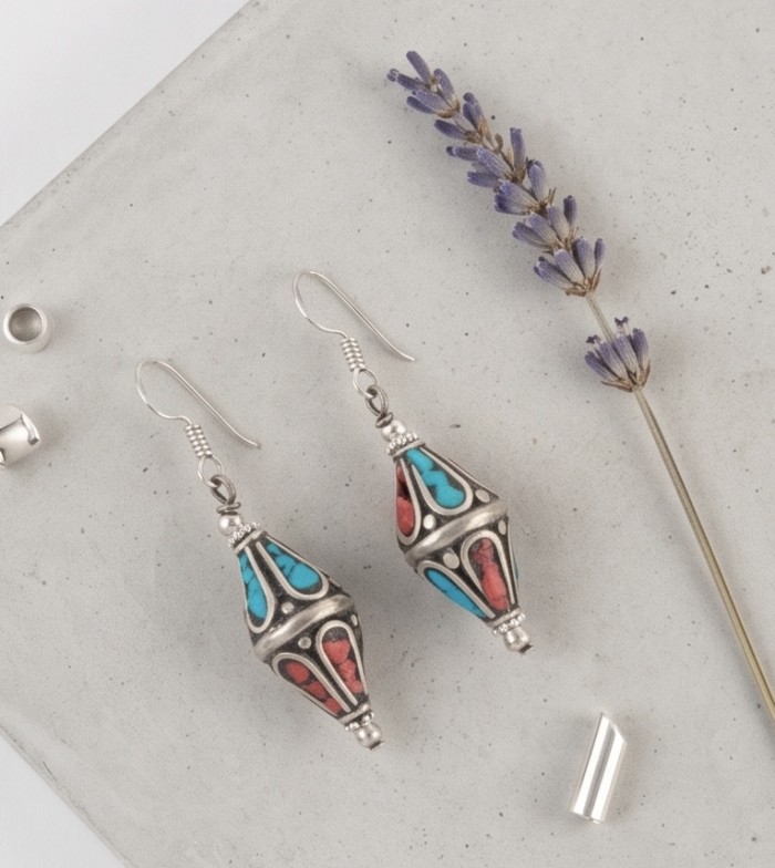 Solid Turquoise Coral Silver earrings - photo 2