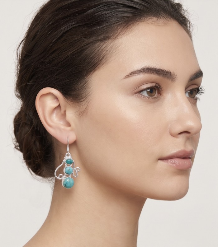 Authentic Turquoise Silver handcrafted Earrings - photo 1