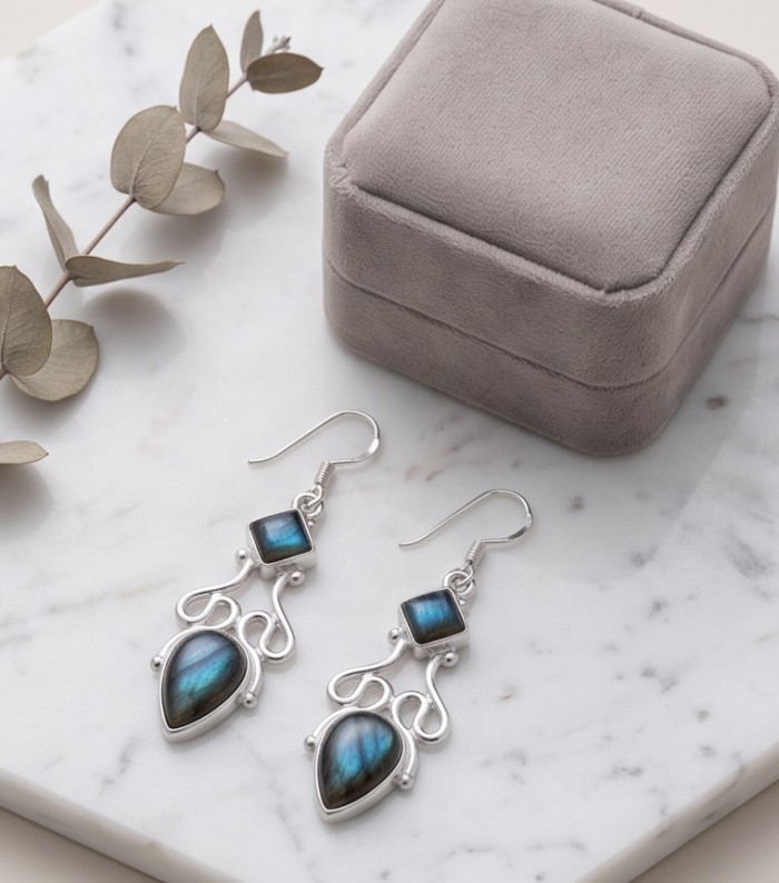 Silky Labradorite Silver earrings - photo 4