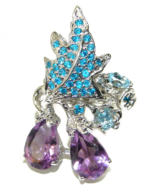 Authentic African Amethyst .925 Sterling Silver Handcrafted Large Ring size 6 - photo 1