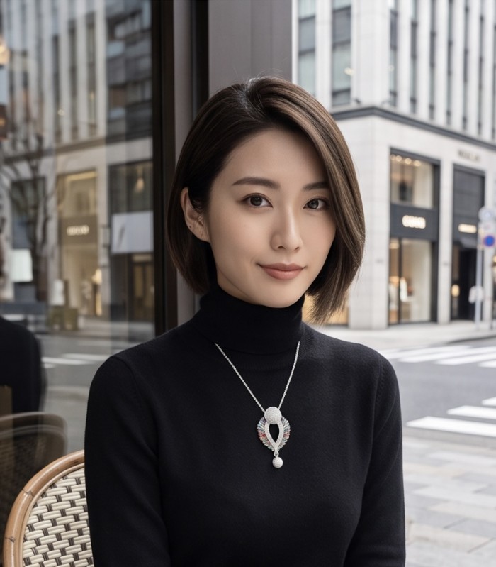 Julietta - Excellent quality 11.9 carat Multigem rhodium over .925 Sterling Silver handcrafted Pendant - Woman wearing Julietta 11.9 carat Multigem rhodium necklace