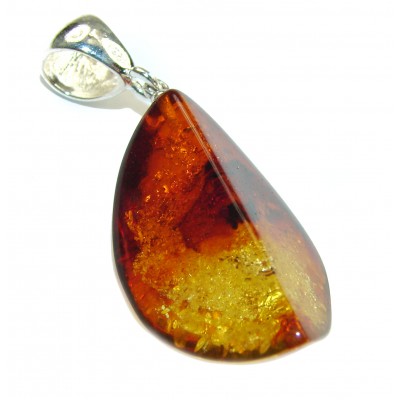 Abstract Shape Baltic Amber .925 Sterling Silver handmade Pendant