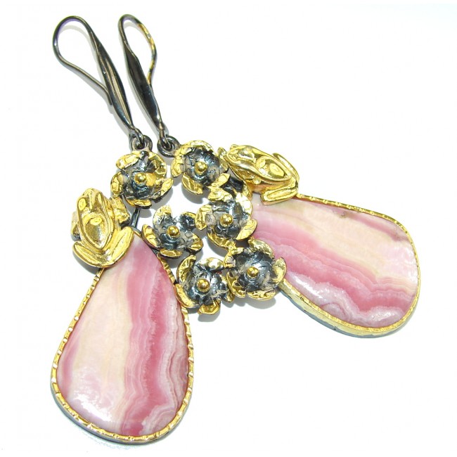 Natural AAA Pink Rhodochrosite, Gold Plated, Rhodium Plated Sterling ...
