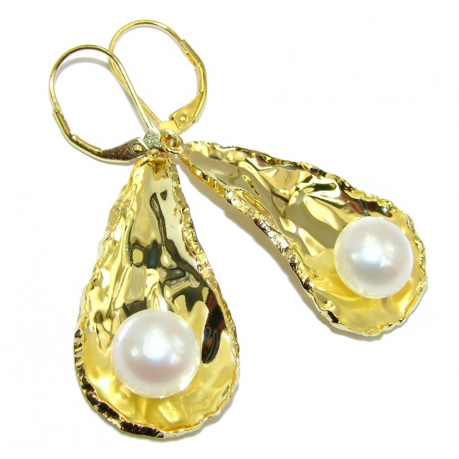 Stunning AAA Fresh Water Pearl Gold Plated over Sterling Silver earrings