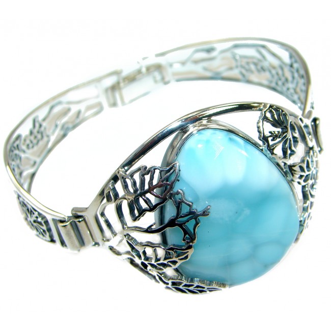 Authentic Larimar highly polished .925 Sterling Silver handmade Bracelet / Cuff
