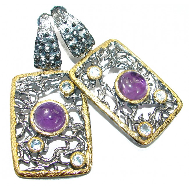 Stunning Tanzanite 18K Gold over .925 Sterling Silver handmade earrings