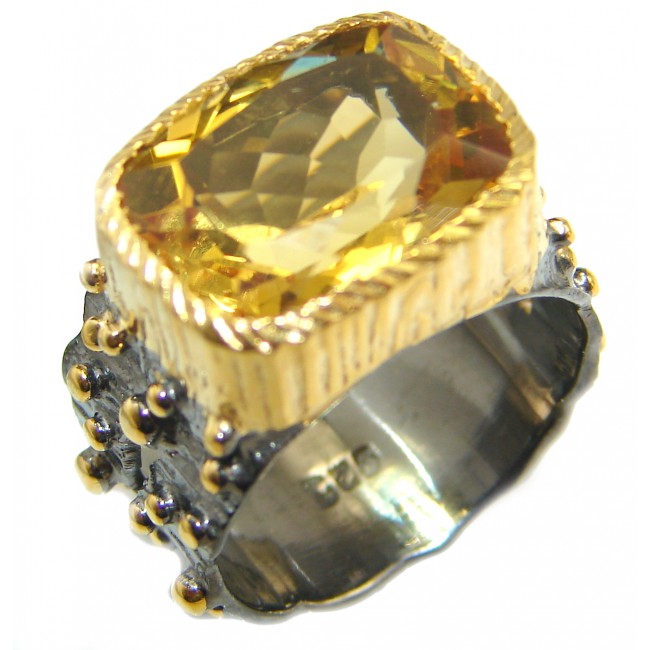 Natural 25 ct. Citrine 14K Gold over .925 Sterling Silver handcrafted Ring s. 6 1/4