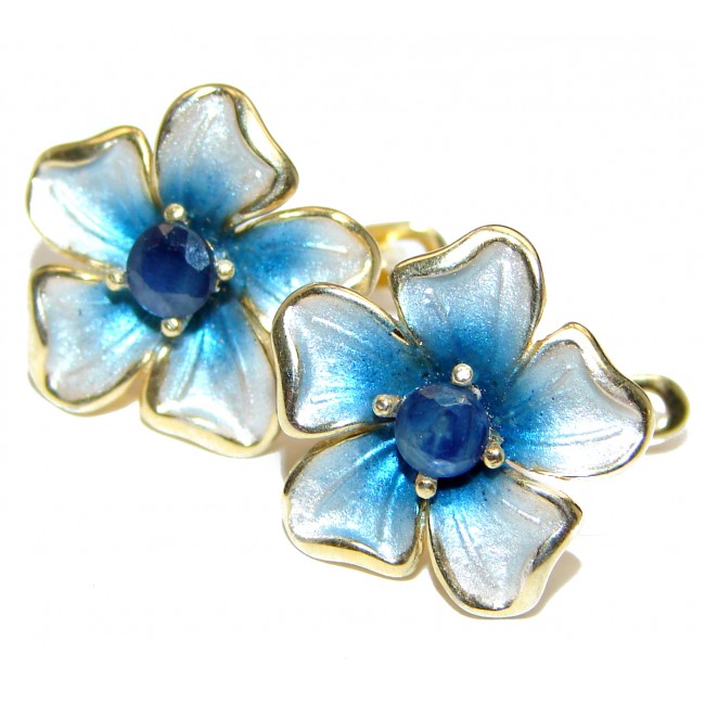 Genuine Enamel Posh Flower .925 Sterling Silver handcrafted Earrings