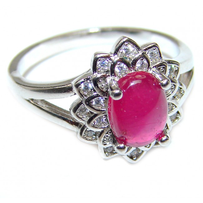Genuine Kashmir Ruby .925 Sterling Silver handcrafted Statement Ring size 7