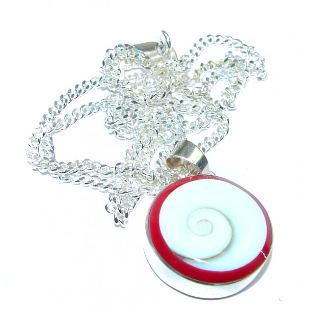 Protective Shield Red Ocean Shell .925 Sterling Silver necklace