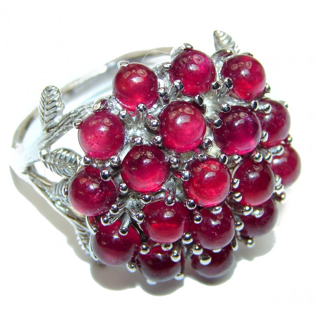 Dazzling natural Red Ruby & .925 Sterling Silver handcrafted ring size 8 1/4