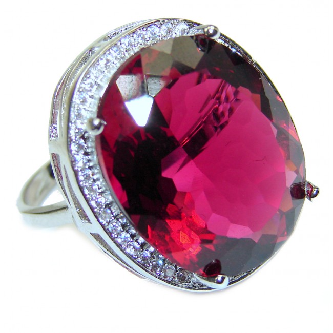 Authentic Red Topaz .925 Sterling Silver ring s. 7 3/4