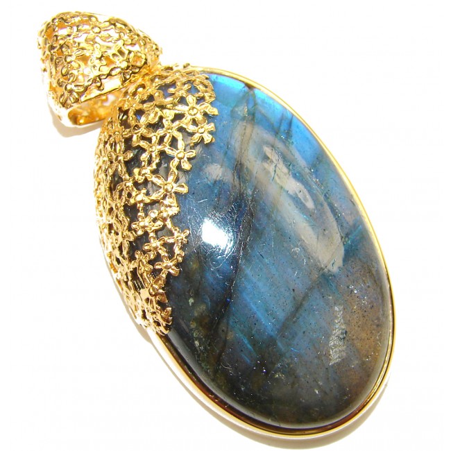 Magical Aurora Fire Labradorite 18K gold over .925 Sterling Silver handcrafted Pendant
