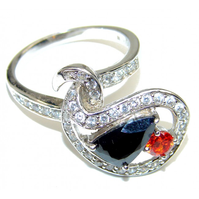 Real Beauty Genuine Cubic Zirconia .925 Sterling Silver handcrafted Statement Ring size 7 1/2