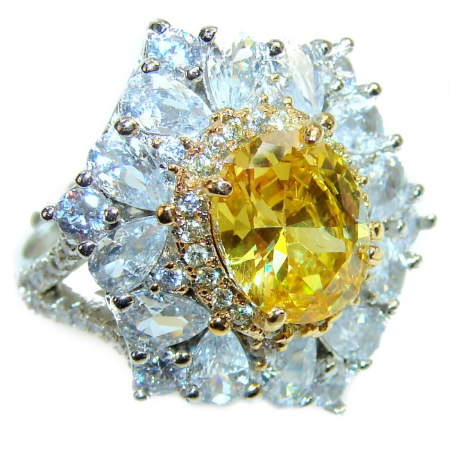 Luxurious Style Citrine 14K Gold over .925 Sterling Silver handmade Ring s. 6 1/2
