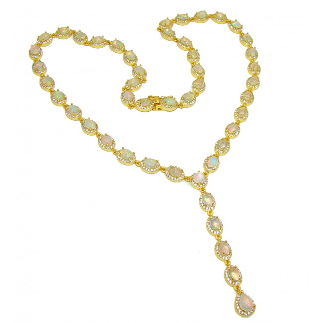 Real Masterpiece Natural Ethiopian Opal 18K Gold over .925 Sterling Silver Necklace