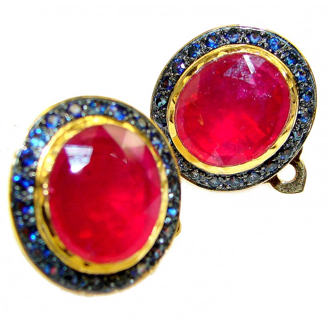 Exclusive Kashmir Ruby 14K Gold over .925 Sterling Silver handcrafted Earrings